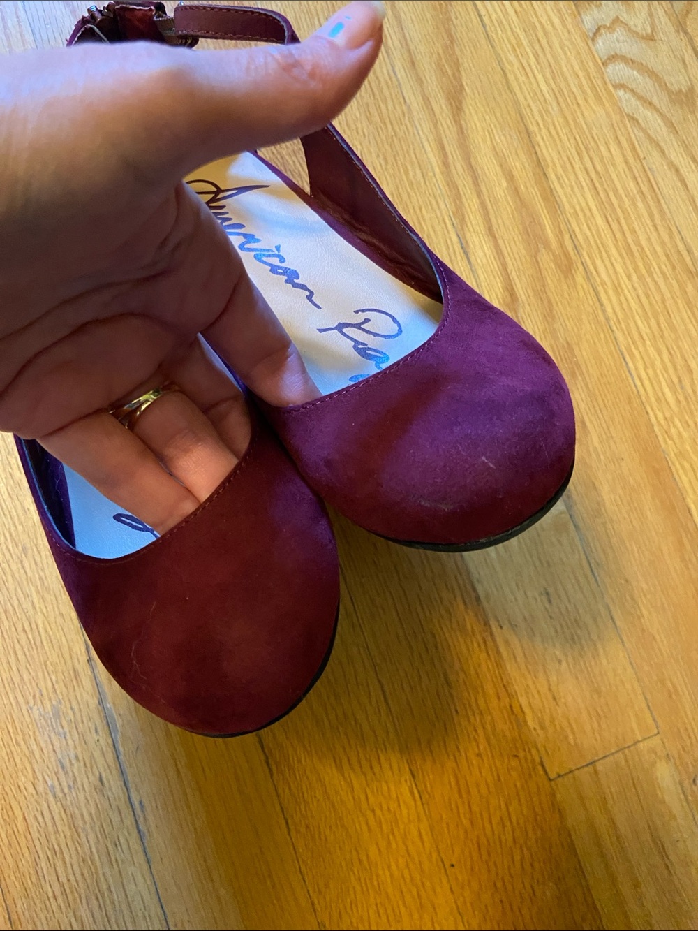 American Rag Burgundy Suede Ankle-Strap Heels - Picture 8 of 11